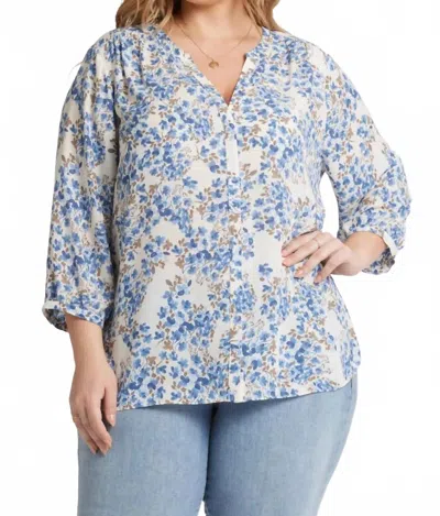 Nydj Pintuck Blouse In Blue Dahlia