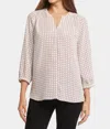 Nydj Women's Pintuck Split Neck Top In Graceful Geo