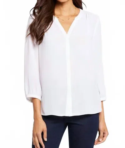 NYDJ PINTUCK BLOUSE IN OPTIC WHITE