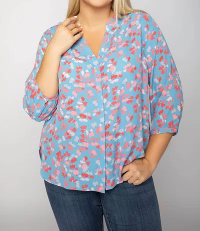 Nydj Pintuck Blouse In Pacific Meadow In Blue