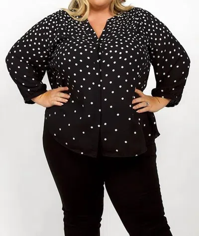 Nydj Pintuck Blouse In Percy Dot In Black