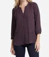 Nydj Pintuck Blouse In Starlet Geo In Black