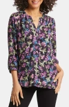 Nydj Pintuck Blouse In Midnight Plumes