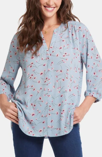 Nydj Pintuck Blouse In Blue