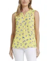 Nydj Print Pleat Back Sleeveless Split Neck Blouse In Multi