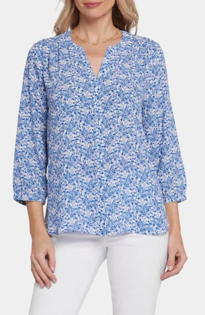 Nydj Pintuck Blouse In Blue