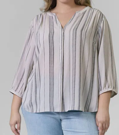 Nydj Pintuck Blouse - Plus In Sasha Stripe In Gray