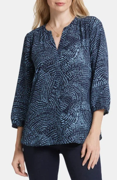 Nydj Pintuck Blouse In Stormy Nights