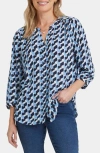 Nydj Pintuck Blouse In Vista Geo