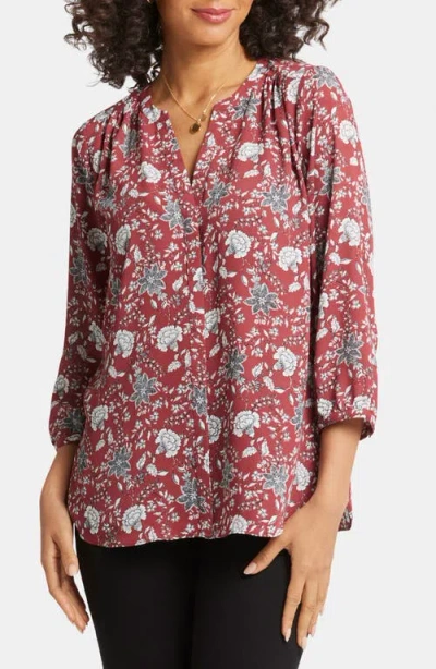 Nydj Pintuck Blouse In Wine Ridge