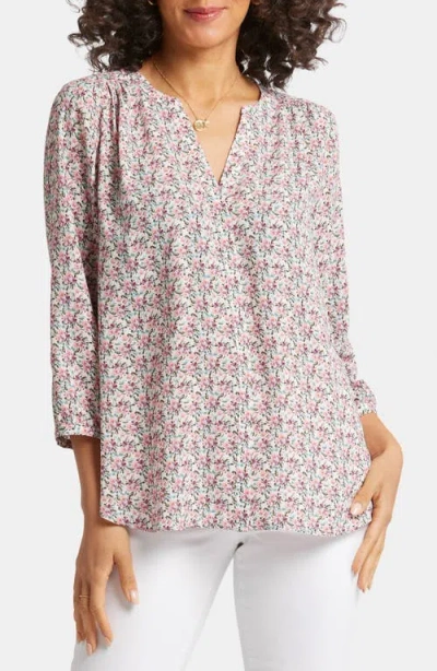 Nydj Pintuck Blouse In Woodland Blooms