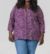 Nydj Pintuck Button Down Blouse - Plus In Burton Valley In Purple