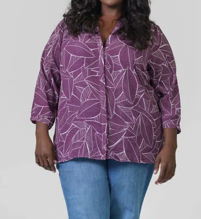 Nydj Pintuck Button Down Blouse - Plus In Burton Valley In Purple