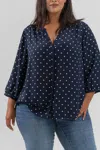 Nydj Semisheer Pintuck Blouse In Blue