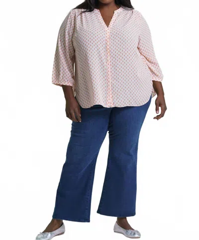 Nydj Pintuck Button Down Blouse - Plus In Chez Geo In Pink