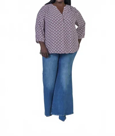 Nydj Pintuck Button Down Blouse - Plus In Poplar Glen In Purple