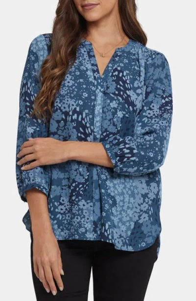 Nydj Pintuck Blouse In Blue
