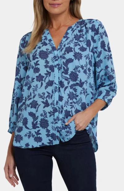 Nydj Pintuck Blouse In Blue