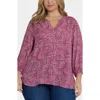 Nydj Plus Size Pintuck Split Neck Top In Purple