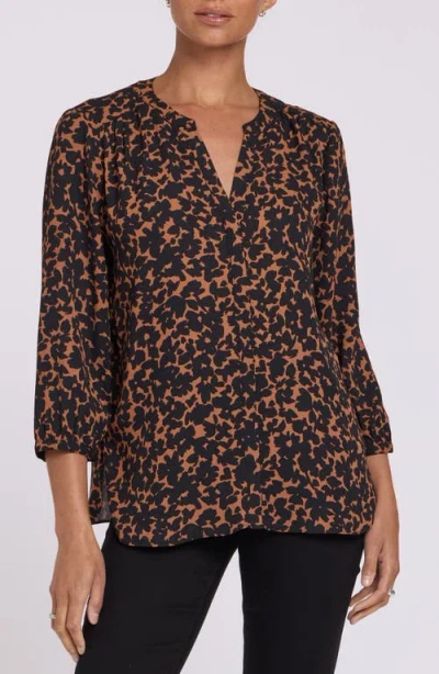 Nydj Pintuck Top In Animal Print