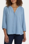 Nydj Pintuck Top In Blue
