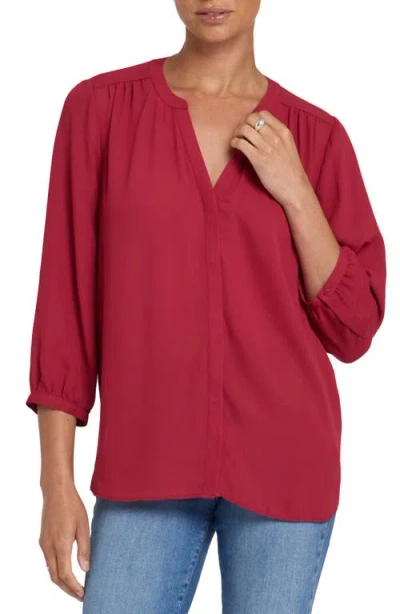 Nydj Pintuck Top In Burgundy