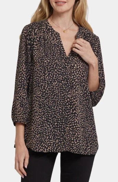 Nydj Pintuck Blouse In Brown