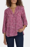 Nydj Plus Size Pintuck Split Neck Top In Purple