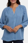 Nydj Pintuck Blouse In Quinto Geo
