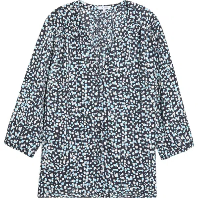 Nydj Pintuck Top In Random Dots Blue Bell
