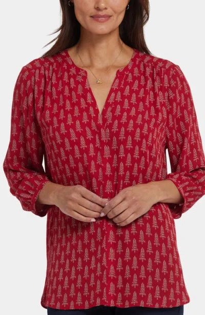 Nydj Pintuck Top In Red
