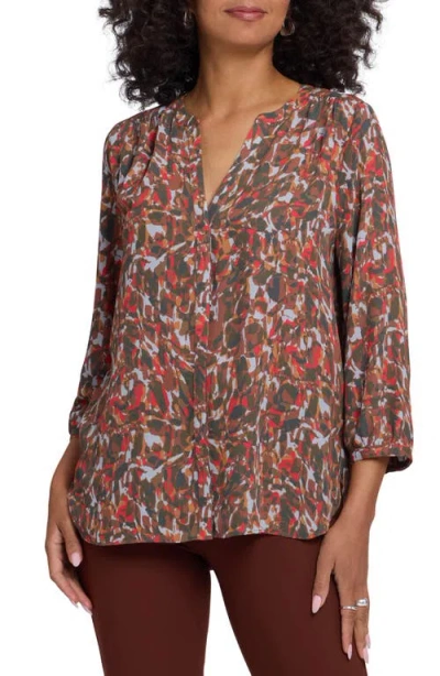 Nydj Pintuck Top In Westend Abstract Mocha