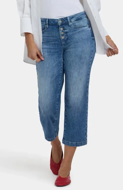 Nydj Piper Button Fly Crop Straight Leg Jeans In Blue