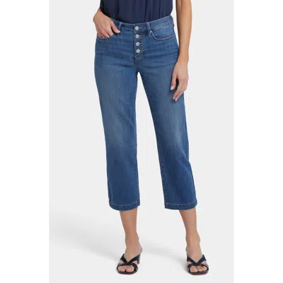 Nydj Piper Button Fly Relaxed Crop Straight Leg Utility Jeans In Costa Brava