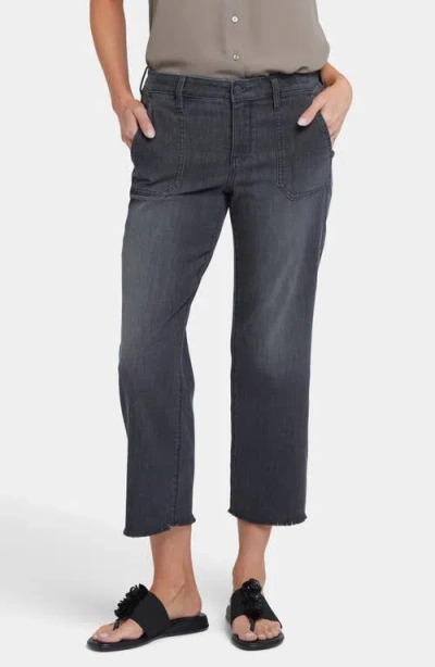 Nydj Piper Frayed Relaxed Crop Straight Leg Utility Jeans In Castile Dream
