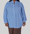 Nydj Pleat Front Tunic In Heritage Geo Aviary Blue In Multi