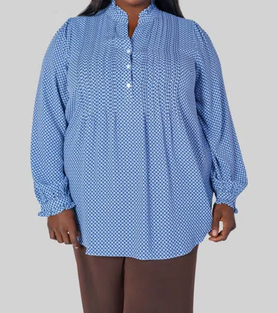 Nydj Pleat Front Tunic In Heritage Geo Aviary Blue In Multi