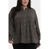 Nydj Pleat Smocked Peasant Blouse In Brown