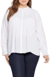 Nydj Pleat Smocked Peasant Blouse In Optic White