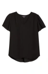 Nydj Pleated Back Flutter Sleeve Top In Black