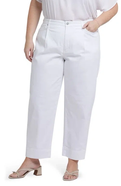 Nydj Pleated High Waist Ankle Balloon Jeans In Optic White