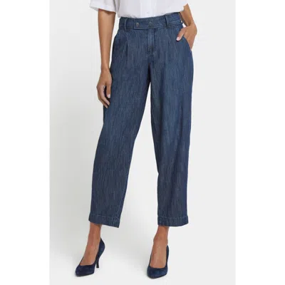 Nydj Pleated High Waist Balloon Trouser Jeans In Blue