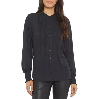 Nydj Pleated Peasant Blouse In Blue