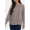 Nydj Pleated Peasant Blouse In Neutral