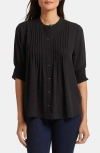 Nydj Pleated Peasant Blouse In Black