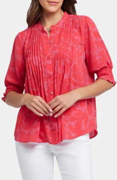 NYDJ NYDJ PLEATED PEASANT BLOUSE