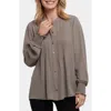Nydj Pleated Peasant Blouse In Gray