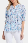 Nydj Floral Print Pleated Peasant Top In Jimena Garden