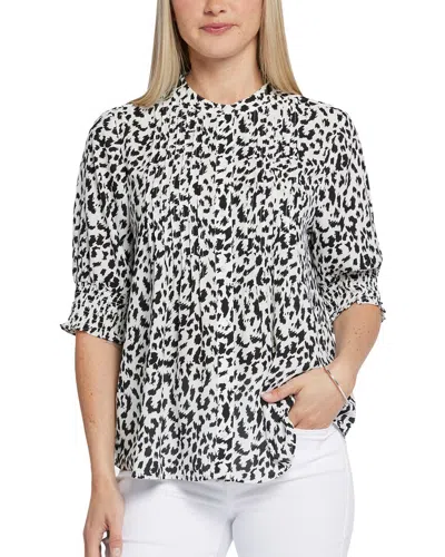 Nydj Pleated Peasant Blouse In Multi