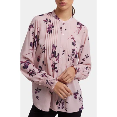Nydj Pleated Peasant Blouse In Pink